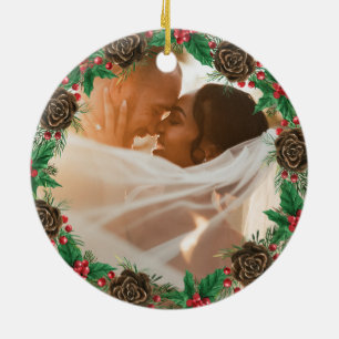Décoration En Céramique Photo de notre premier Noël en tant que jeunes mar
