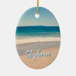 Décoration En Céramique Photo de plage personnalisée Océan Bleu Scénique
