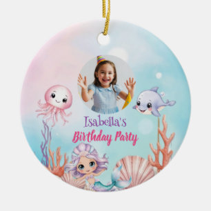 Décoration En Céramique Photo de sirène sous la mer anniversaire
