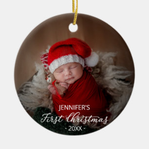 Décoration En Céramique Photo du premier Noël de bébé
