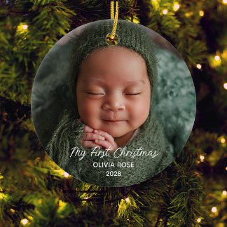Décoration En Céramique Photo du premier Noël de bébé