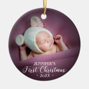 Décoration En Céramique Photo du premier Noël de bébé