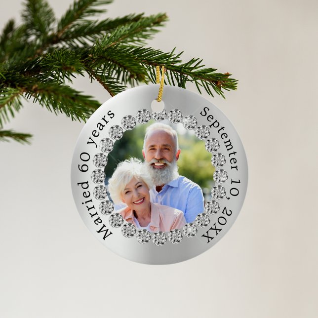 Décoration En Céramique Photo en argent 60e anniversaire du mariage diaman (Créateur téléchargé)