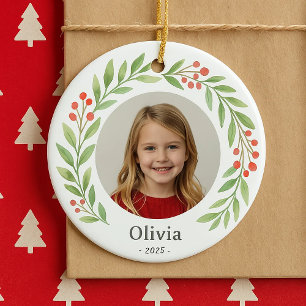 Décoration En Céramique Photo Enfant Holly Wreath Noël 2025