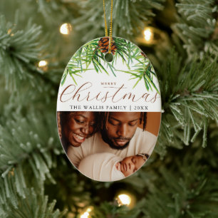 Décoration En Céramique Photo et voeux modernes et élégants Pins de Noël