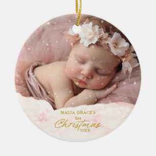 Décoration En Céramique Photo Festive Baby's 1st Christmas Snow Flurry
