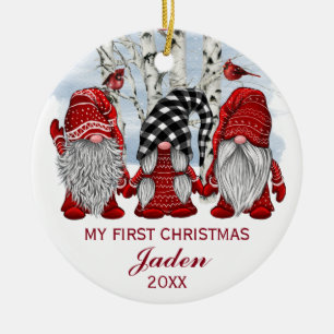 Décoration En Céramique PHOTO Gnomes Mon premier Noël Aquarelle vacances