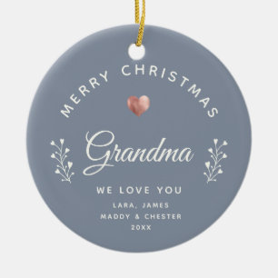 Décoration En Céramique Photo Merry Christmas Grand Rose Gold Dusty Blue