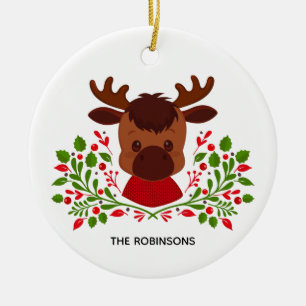 Décoration En Céramique Photo mignonne d'orignal de Noël