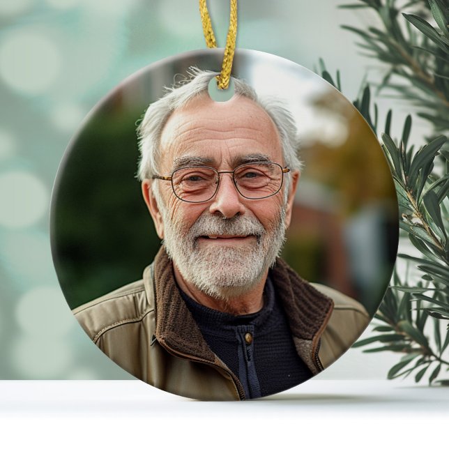 Décoration En Céramique Photo minimale seulement sur l'avant - Texte sur l (Personalized Photo Ornament)