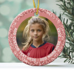 Décoration En Céramique Photo - Parties scintillant Rose or rose pour les<br><div class="desc">Une seule photo avec une bordure rose étincelante. Ajoutez du texte personnalisé autour de la photo dans une police simple et facile à lire.</div>