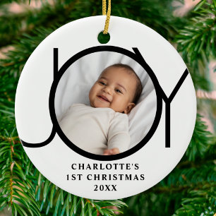 Décoration En Céramique Photo personnalisé de la première Noël de bébé fil