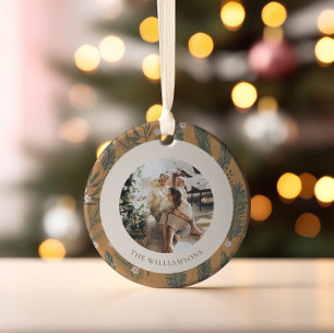 Décoration En Céramique Photo personnalisé de Noël Boho Botanique Verdure