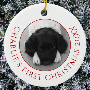 Décoration En Céramique Photo personnalisé de Noël pour chien ou chiot