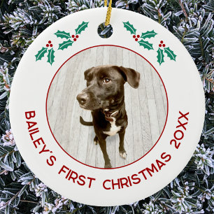 Décoration En Céramique Photo personnalisé de Noël pour un chiot