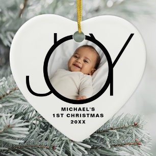 Décoration En Céramique Photo personnalisé du premier Noël de bébé