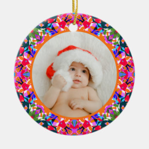 Décoration En Céramique Photo personnalisé Joyeux Noël Moderne Coloré