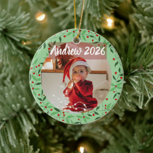 Décoration En Céramique Photo personnalisée de bébé pour son premier Noël