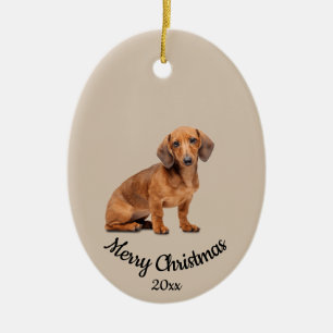 Décoration En Céramique Photo personnalisée de Noël Daschund chien anima