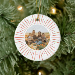 Décoration En Céramique Photo personnalisée et Sunburst de l'année double<br><div class="desc">Décor photo personnalisé élégant avec des couleurs personnalisables. Avec mon coup de soleil dessiné à la main qui encadre votre photo et l'endroit pour mettre l'année.</div>