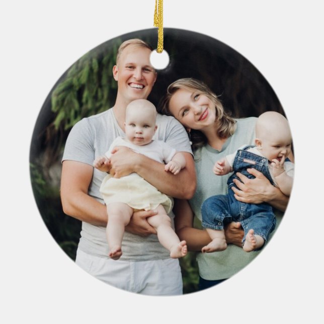 Décoration En Céramique Photo personnalisée et texte bleu Hanoukka (Dos)