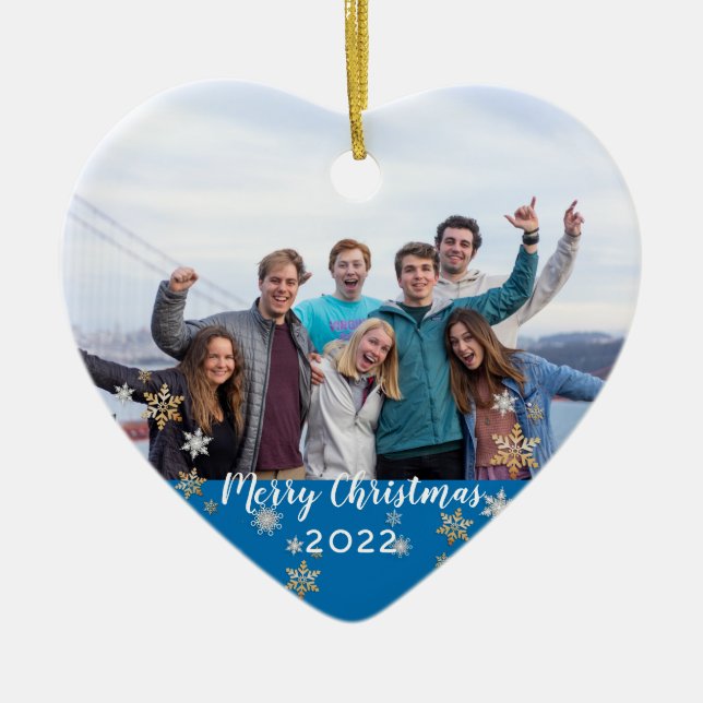 Décoration En Céramique Photo personnalisée Joyeux Noël recto verso (Devant)