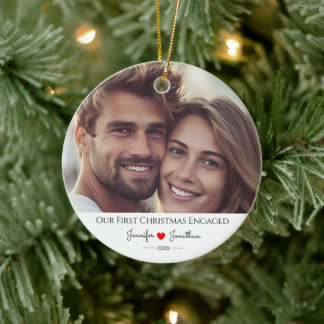 Décoration En Céramique Photo personnalisée Notre premier Noël engagé