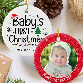 Décoration En Céramique Photo personnalisée Premier Noël du bébé