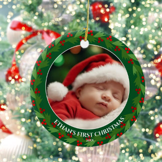 Décoration En Céramique Photo personnalisée Premier Noël du bébé