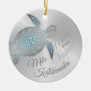 Décoration En Céramique Photo Silver Turtle   Mele Kalikimaka  