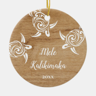 Décoration En Céramique PHOTO Tortues Blanches Mele Kalikimaka