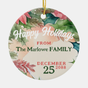 Décoration En Céramique Photo traditionnelle de Noël rouge et vert