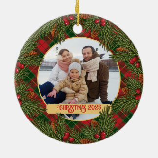 Décoration En Céramique Photo traditionnelle de Noël Tartan Plaid