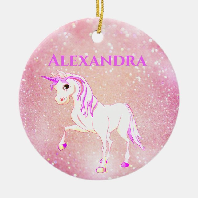 Décoration En Céramique Photo Unicorn Parties scintillant Cute Rose Kids (Devant)