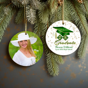 Décoration En Céramique Photo verte et Gold Graduate