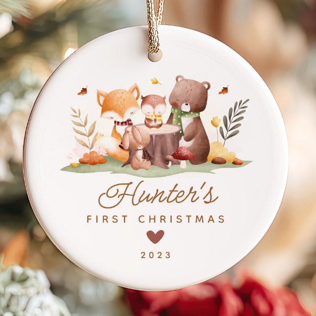 Décoration En Céramique Photo Woodland Le premier Noël du bébé (Créateur téléchargé)