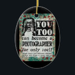 Décoration En Céramique Photographe - Funny Vintage Retro<br><div class="desc">Publicité vintage de photographe en turquoise,  aqua,  rouge et noir. Arty,  drôle,  coloré et amusant,  il fait un grand cadeau et apportera sûrement des sourires et des rires au destinataire.</div>