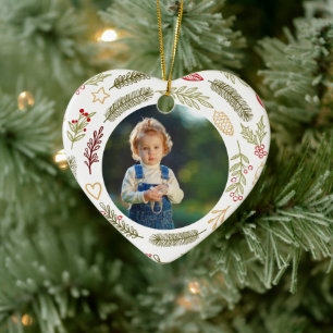 Décoration En Céramique Photographie de Noël Forme de coeur de feuillage
