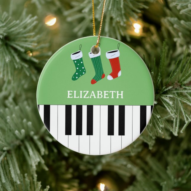 Décoration En Céramique Piano Key Chaussettes de Noël Vert (Arbre)