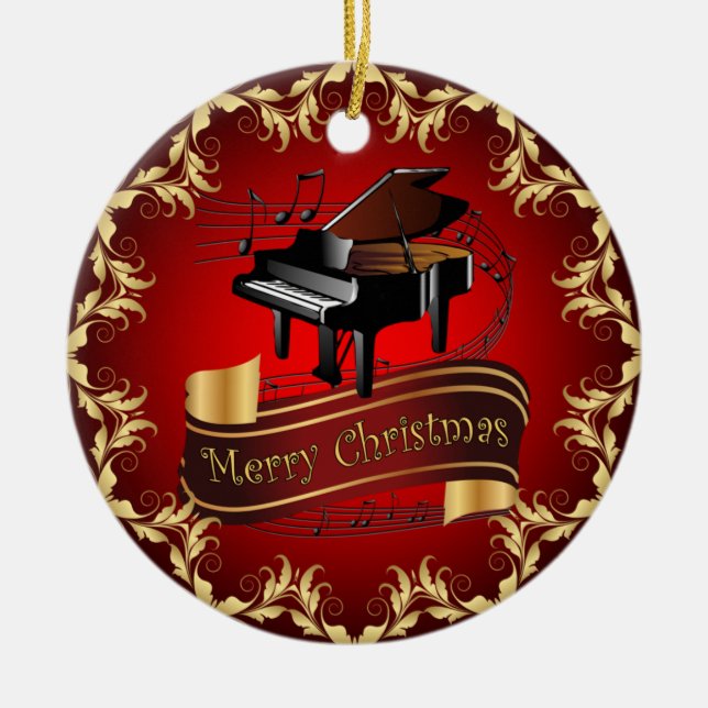 Décoration En Céramique Piano ~ Musical Scroll ~ Merry Christmas ~ * ~  (Devant)