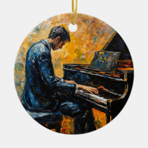 Décoration En Céramique Piano Player - Peinture à l'huile