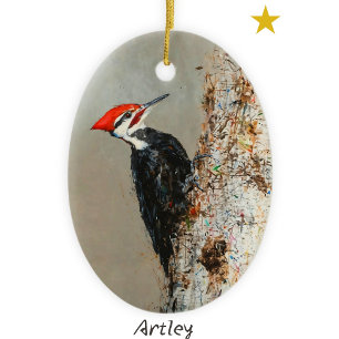 Décoration En Céramique Pic pilé Peinture d'oiseaux Année Noël