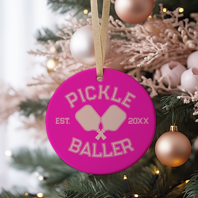 Décoration En Céramique Pickle Baller Pickleball Collegiate Typographie (Créateur téléchargé)