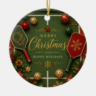 Décoration En Céramique Pickleball avec cadre de Noël