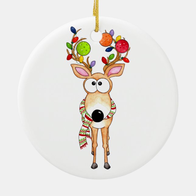 Décoration En Céramique Pickleball Christmas Reindeer (Dos)