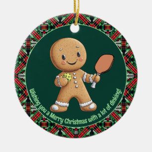 Décoration En Céramique Pickleball 🎄 Joyeux Noël, texte personnalisé