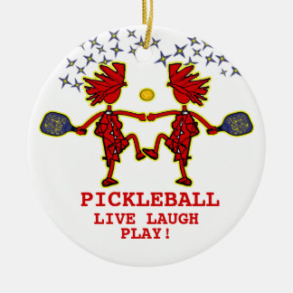 Décoration En Céramique Pickleball Live Laugh Jouer Ornament en céramique