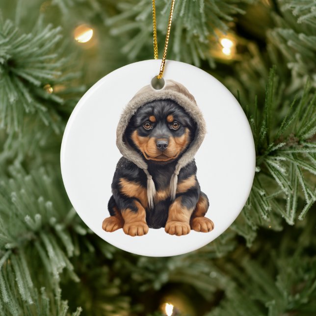 Décoration En Céramique Pièce de chien Rottweiler personnalisée (Arbre)
