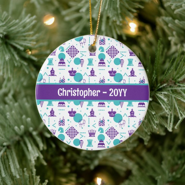 Décoration En Céramique Pièces du joueur d'échecs - Motif d'art de fête (Arbre)