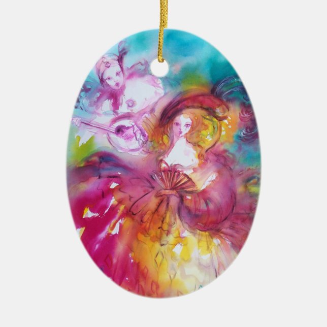 DÉCORATION EN CÉRAMIQUE PIERROT ET ARLECCHINE / RONDO EN LAGON (Devant)